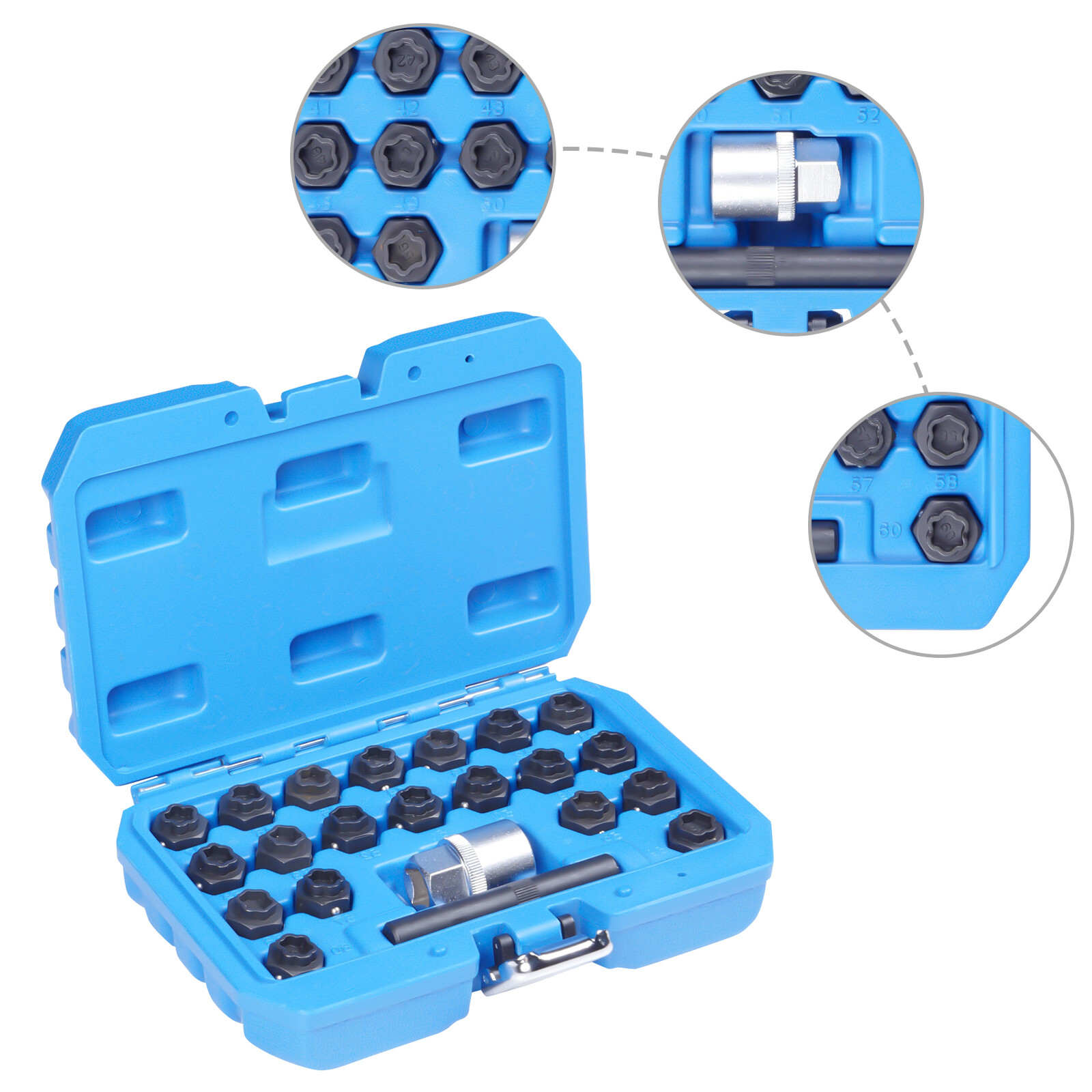 22pcs Universal Locking Lug Nut Master Key Set Wheel Lock Removal Tool NEW US