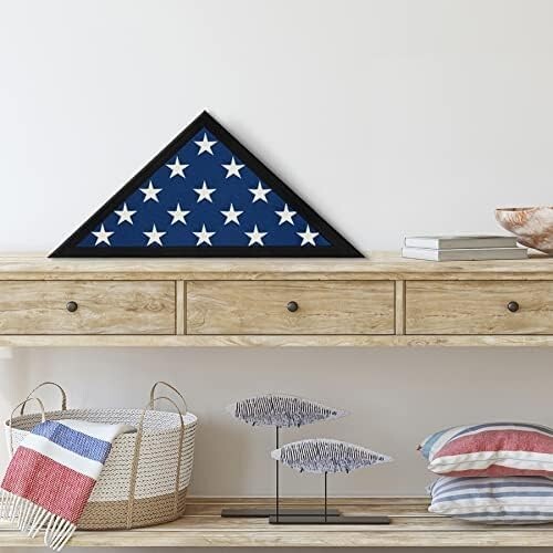 USA American Flag Case Frame Memorial Flag Display Case Table Wall Hanging Black