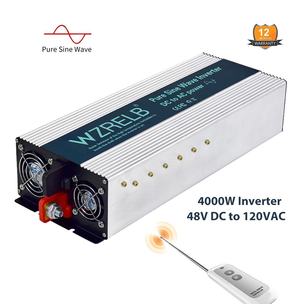 4000W Pure Sine Wave Inverter DC48V to AC110/120V Power Converter camp remote RV