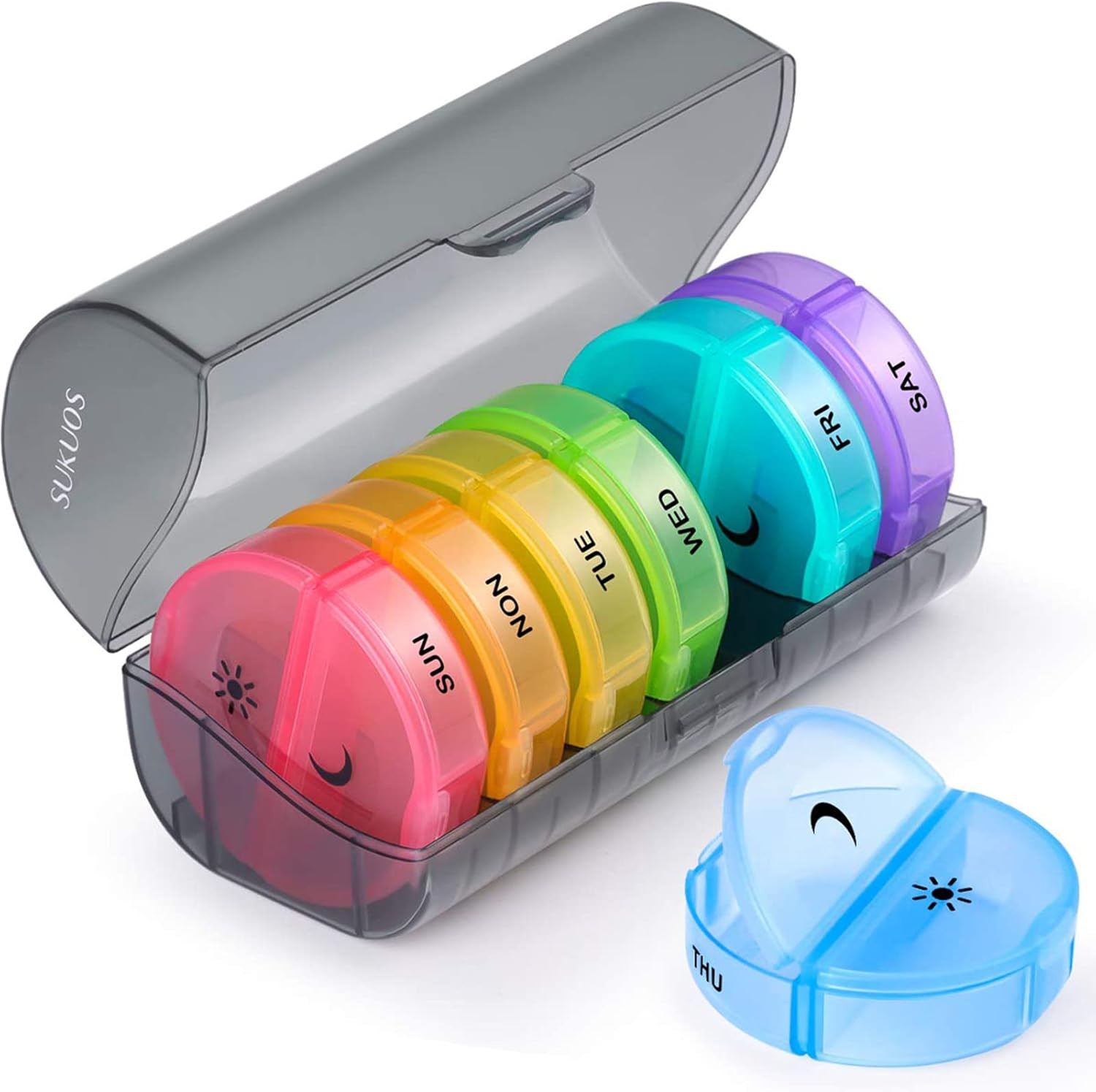 Weekly Pill Organizer 2 Times Daily AM PM 7 Day Large Easy Open Medicine Case