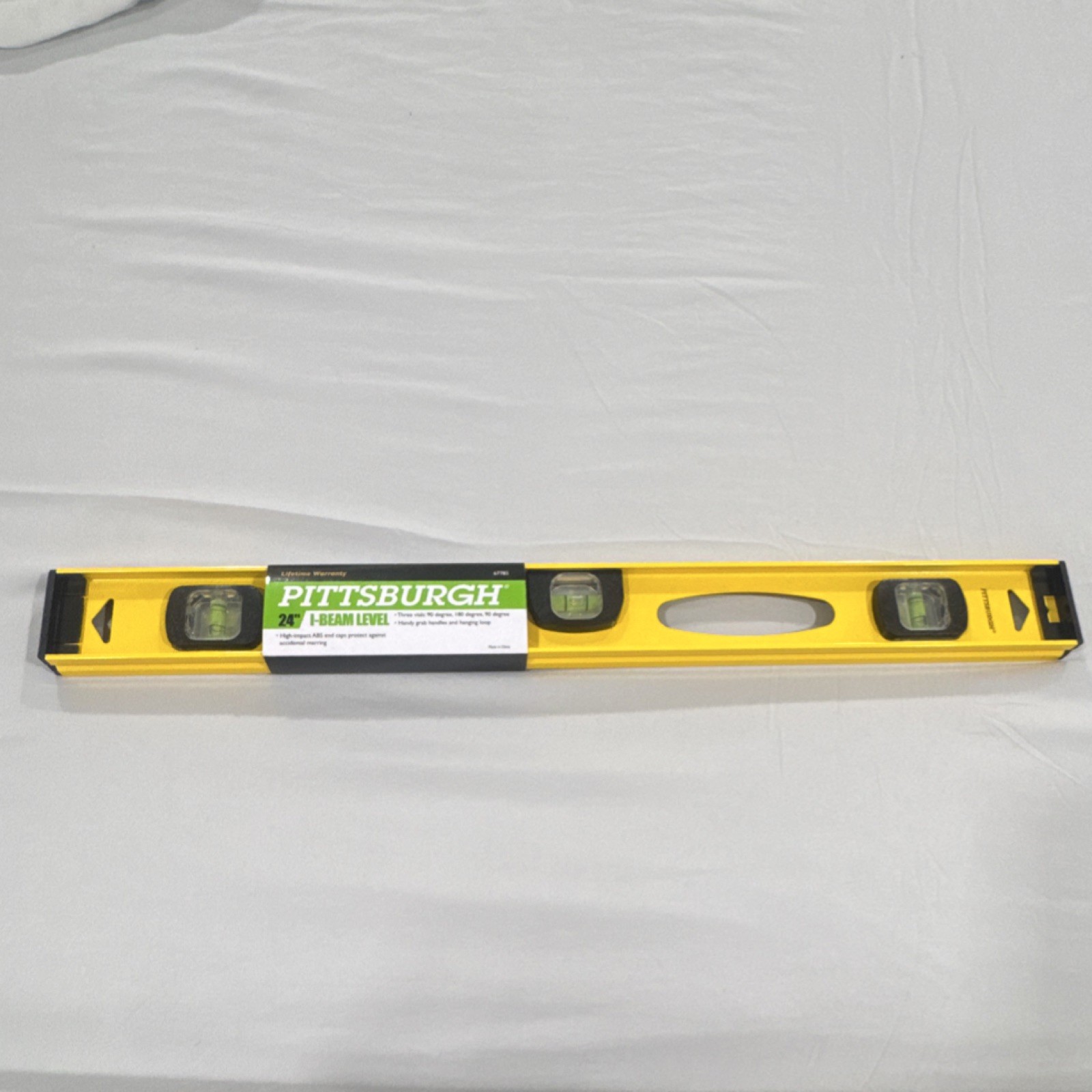 Pittsburgh 24" I-Beam Level Model 67785 Yellow Black High-Impact ABS End Caps