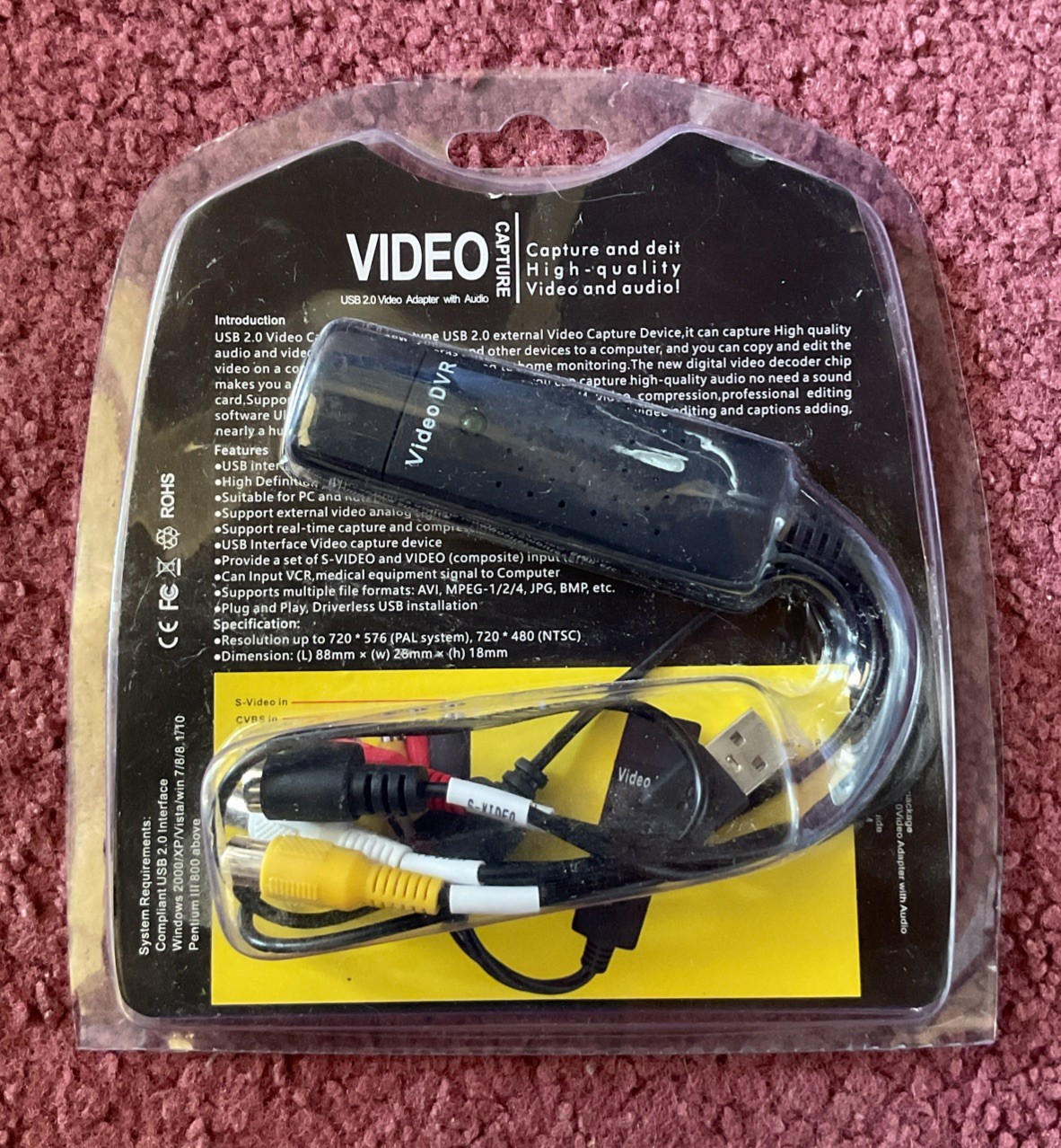 Usb Dvr Capture Usb 2.0 Video Adapter With Audio, Model No.T118 New In Package