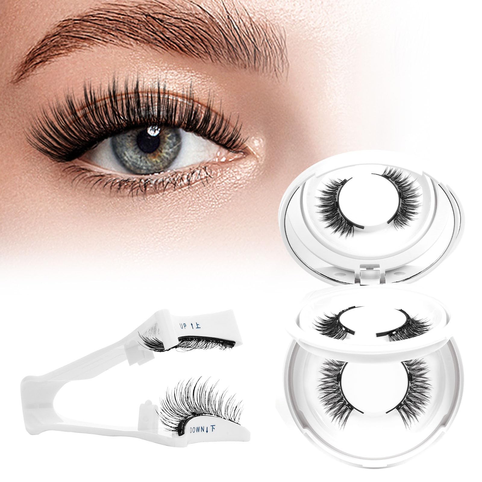 Higu clace Magnetic-Eyelashes with 2 pair (Pack of 1), Black-2Pairs-A+C02