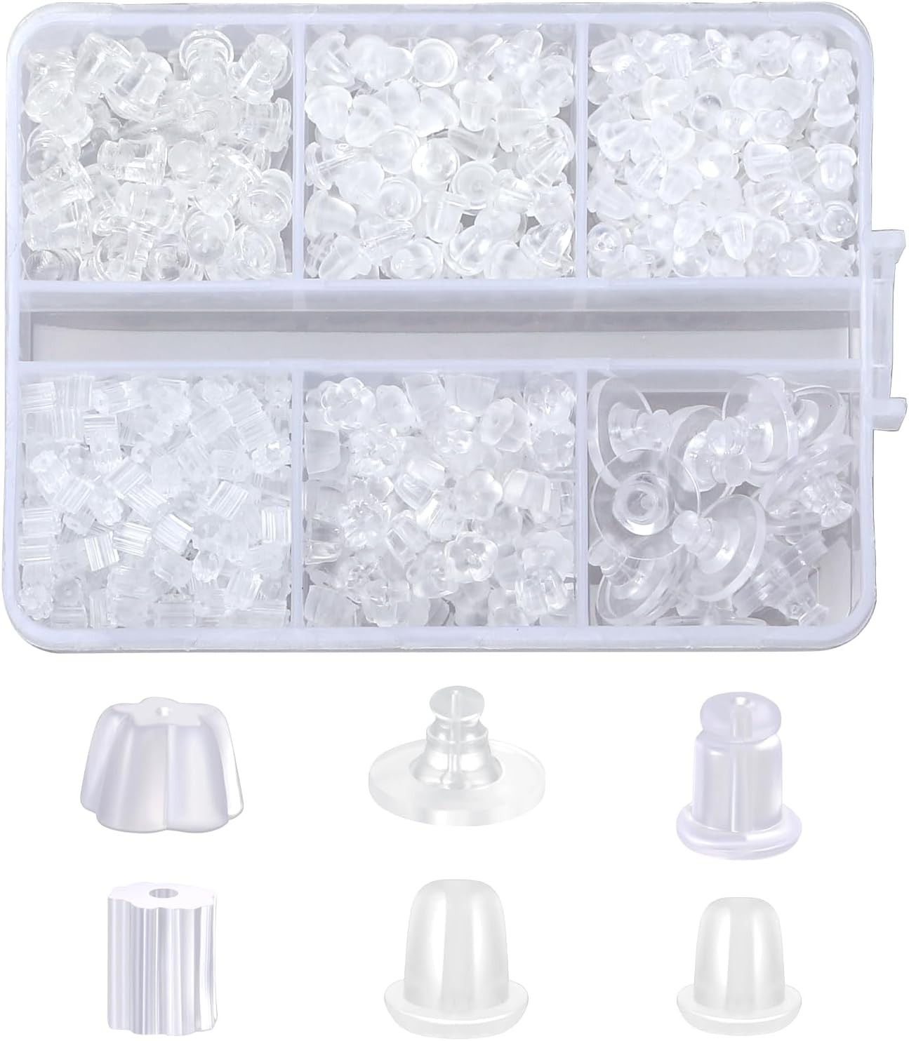 Silicone Earring Backs for Studs 6 Styles Clear Hypoallergenic Rubber Earrings S