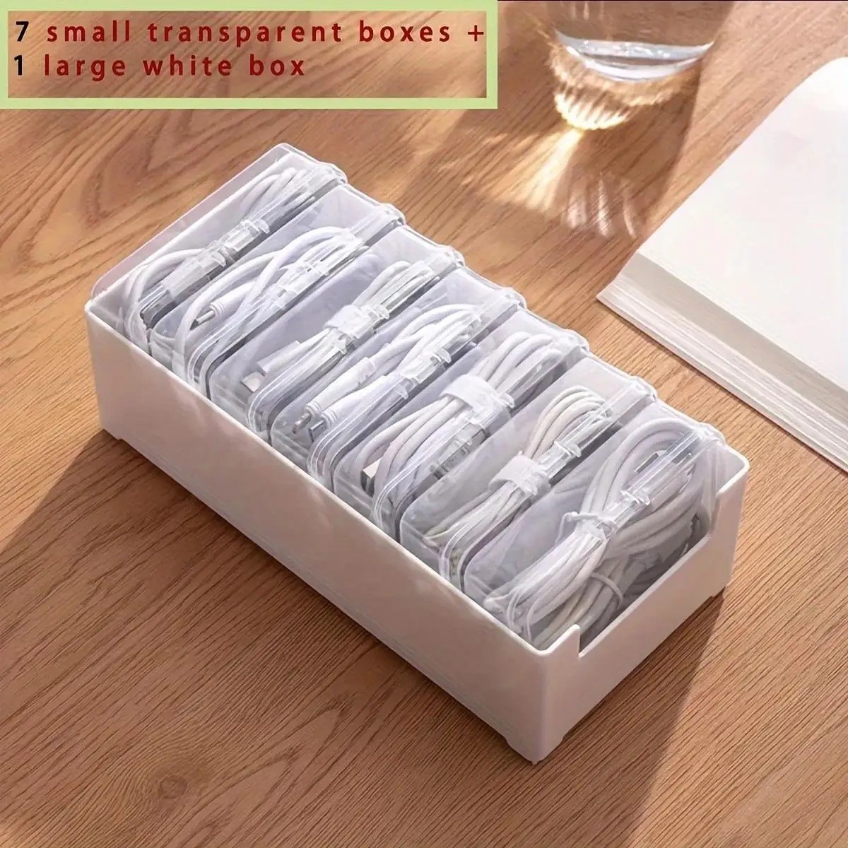 Cable Organizer Box Set Plastic Storage for Office Charging Cords & Devices