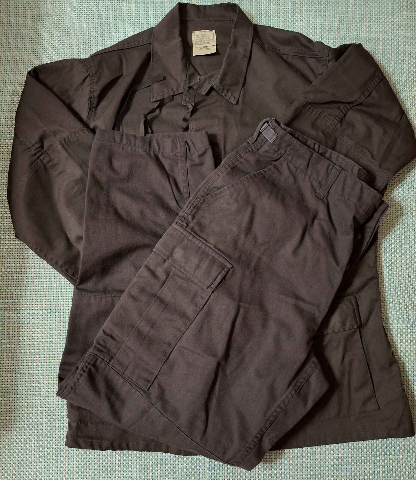 Mens Black Tactical Combat Pants/Coat-size Large Reg-Ships FREE