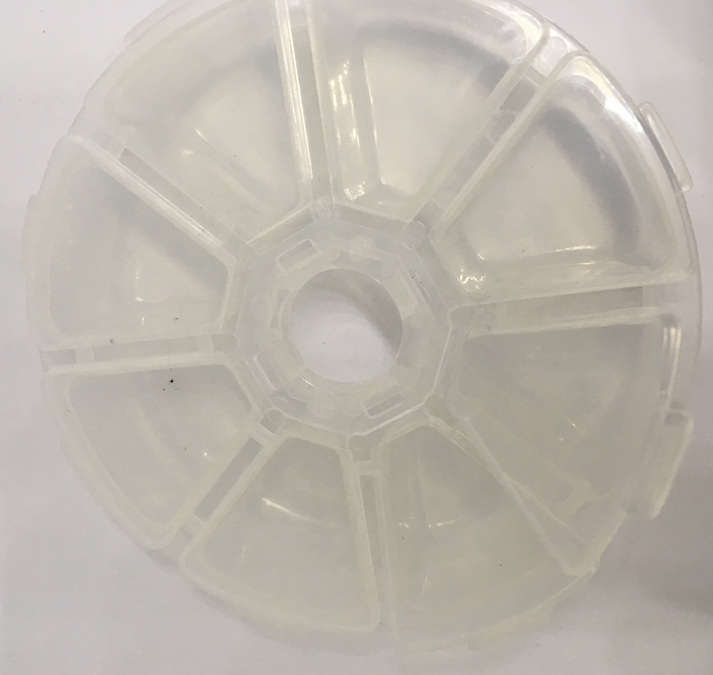 Plastic Container 8 section Organizer Round 4" x 1" inch EMPTY 8 Individual lid