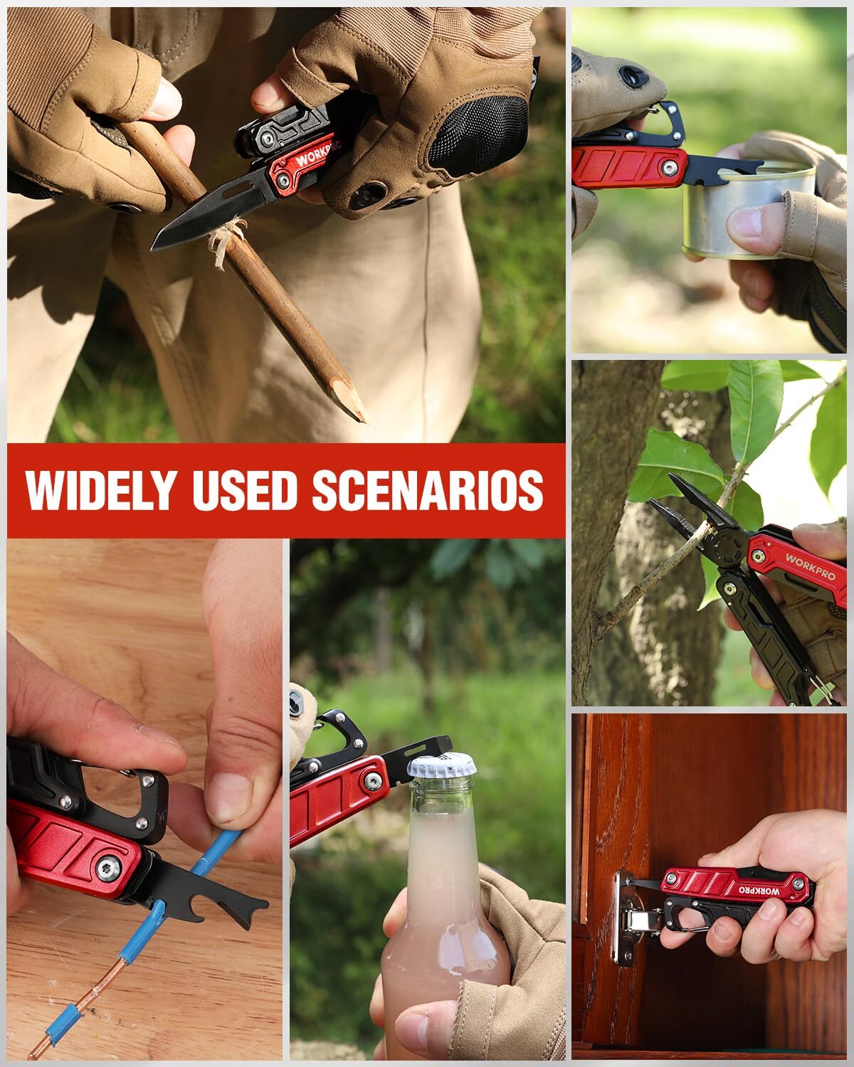 WORKPRO 11 in 1 Multitool Pliers with Safety Lock-Camping Tool Multi Tool Knives