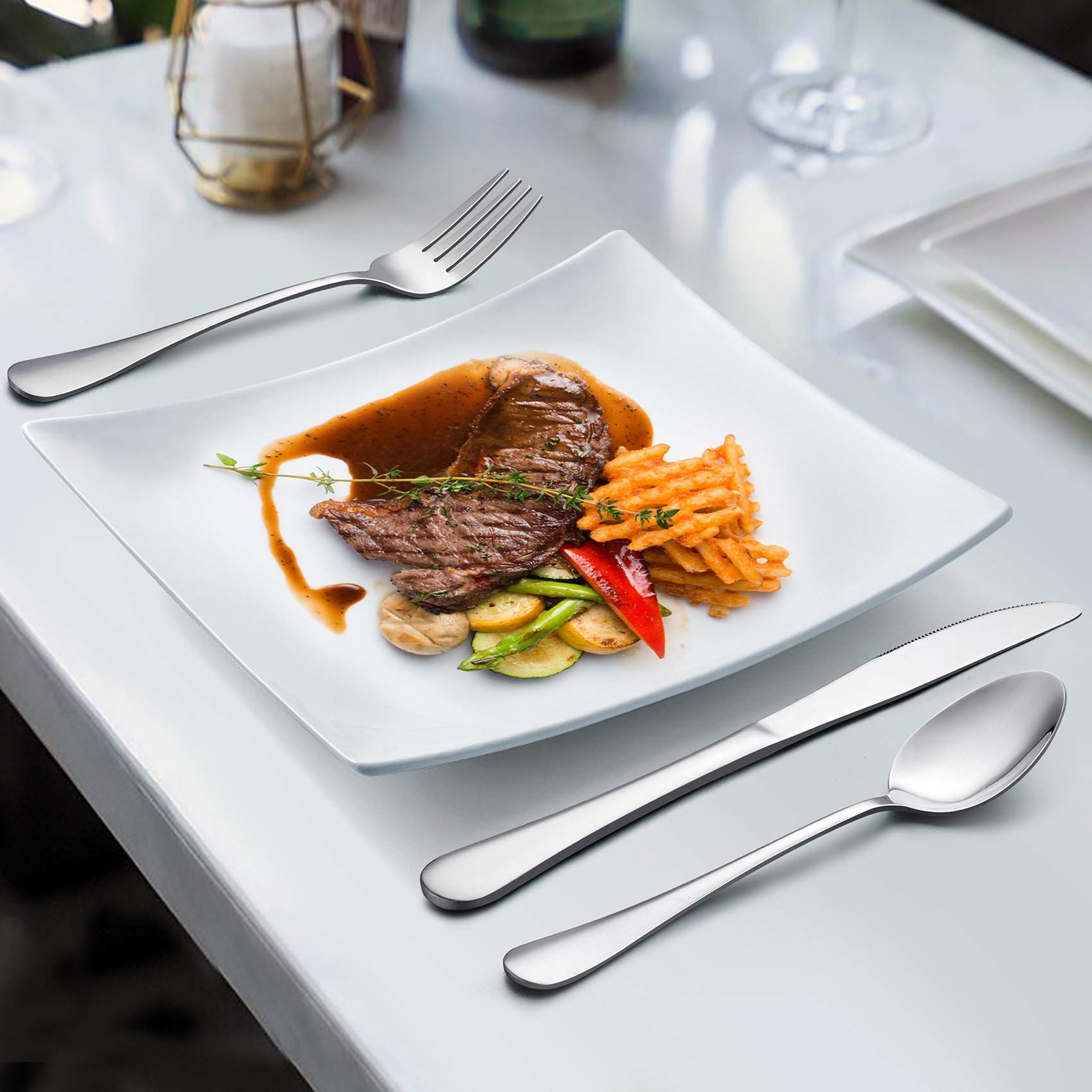 24-Piece Forks and Spoons Silverware Set, 12 Teaspoon and 12 Dinner Fork, Sta...