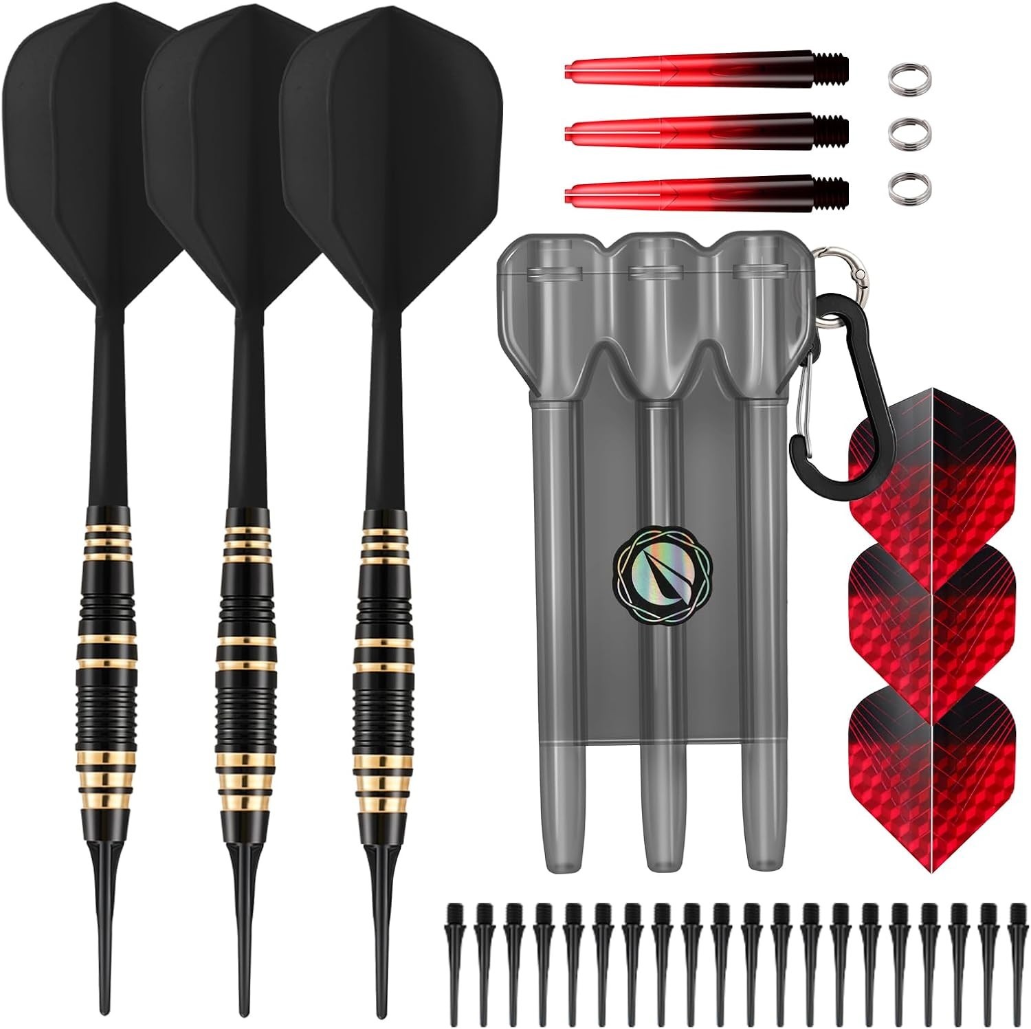 Soft Tip Darts Set – 3 Pack Professional Darts Plastic Tip | Includes Extra D...