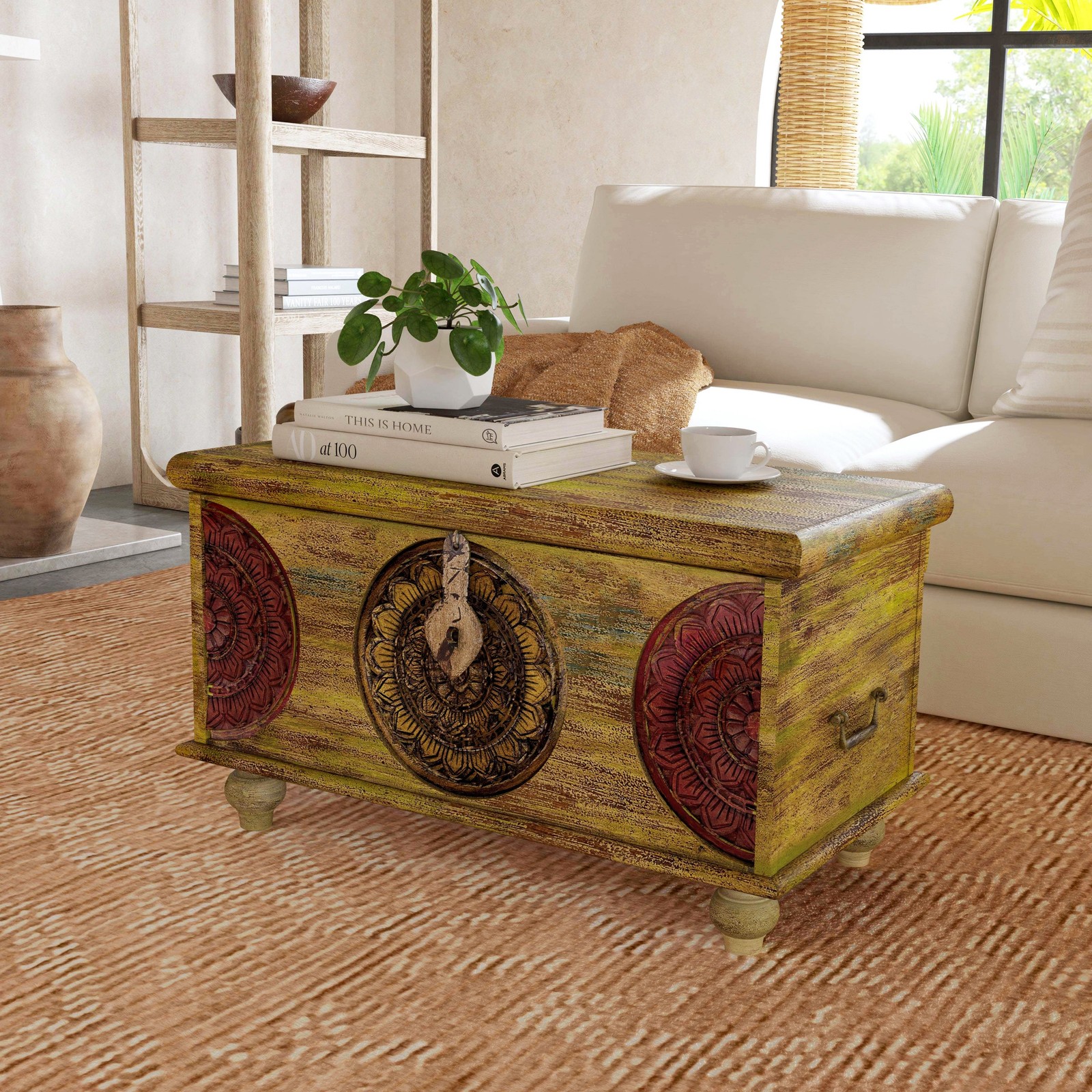 Hand-Painted Vintage Mesa Trunk Coffee Table