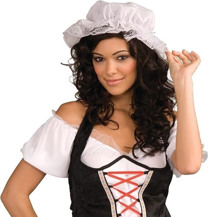White Lace Bonnet Costume Mop Cap Colonial Mob Pioneer Adult