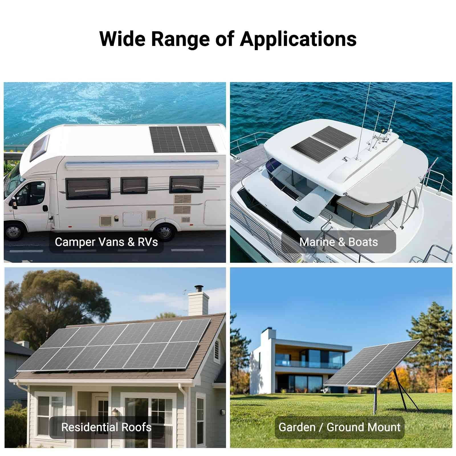 HQST N-Type 16BB 2 Packs 200W Solar Panel, Compact & Lightweight Solar Panels