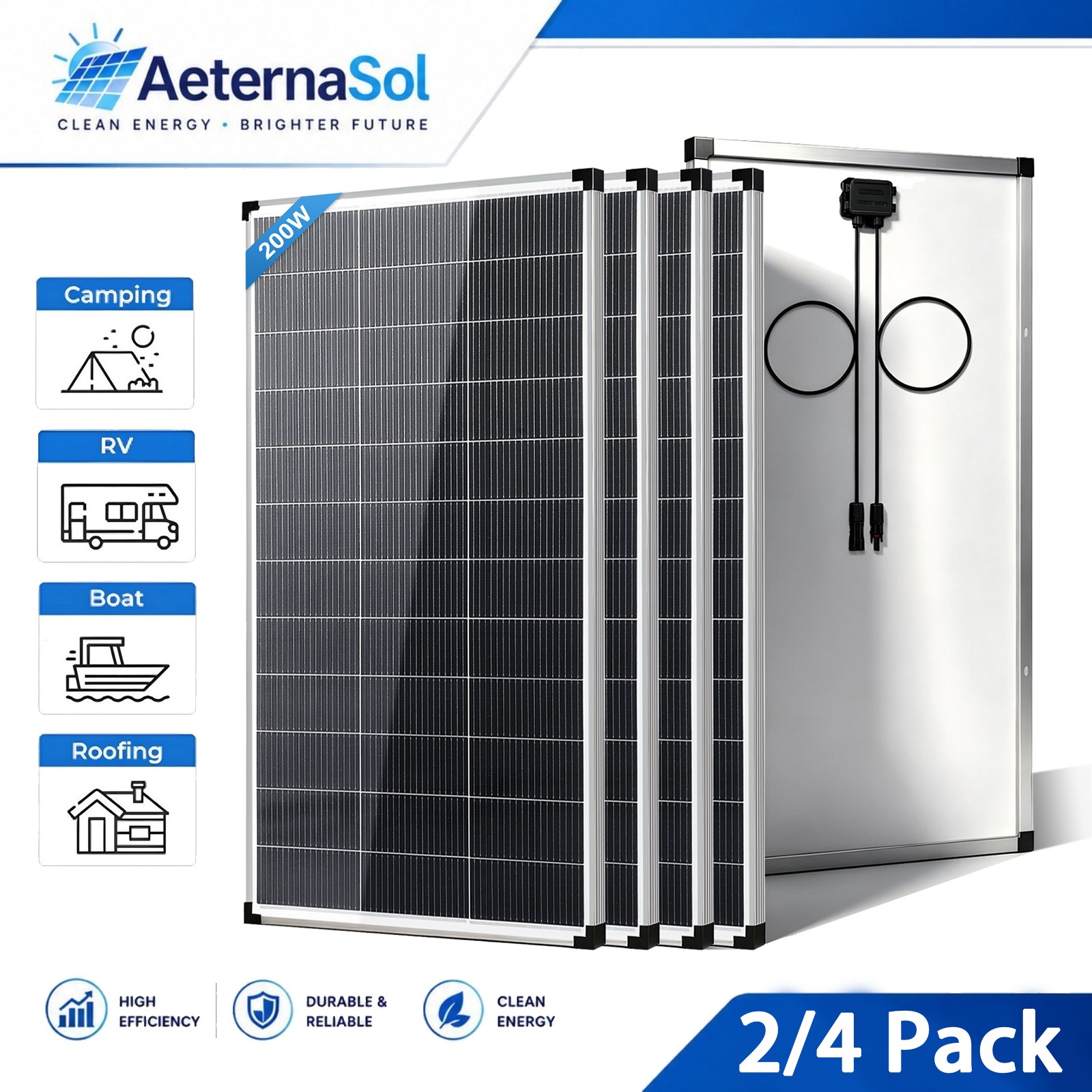 400W 800W Solar Panel 18V Mono N-Type Charger RV Home Off-Grid