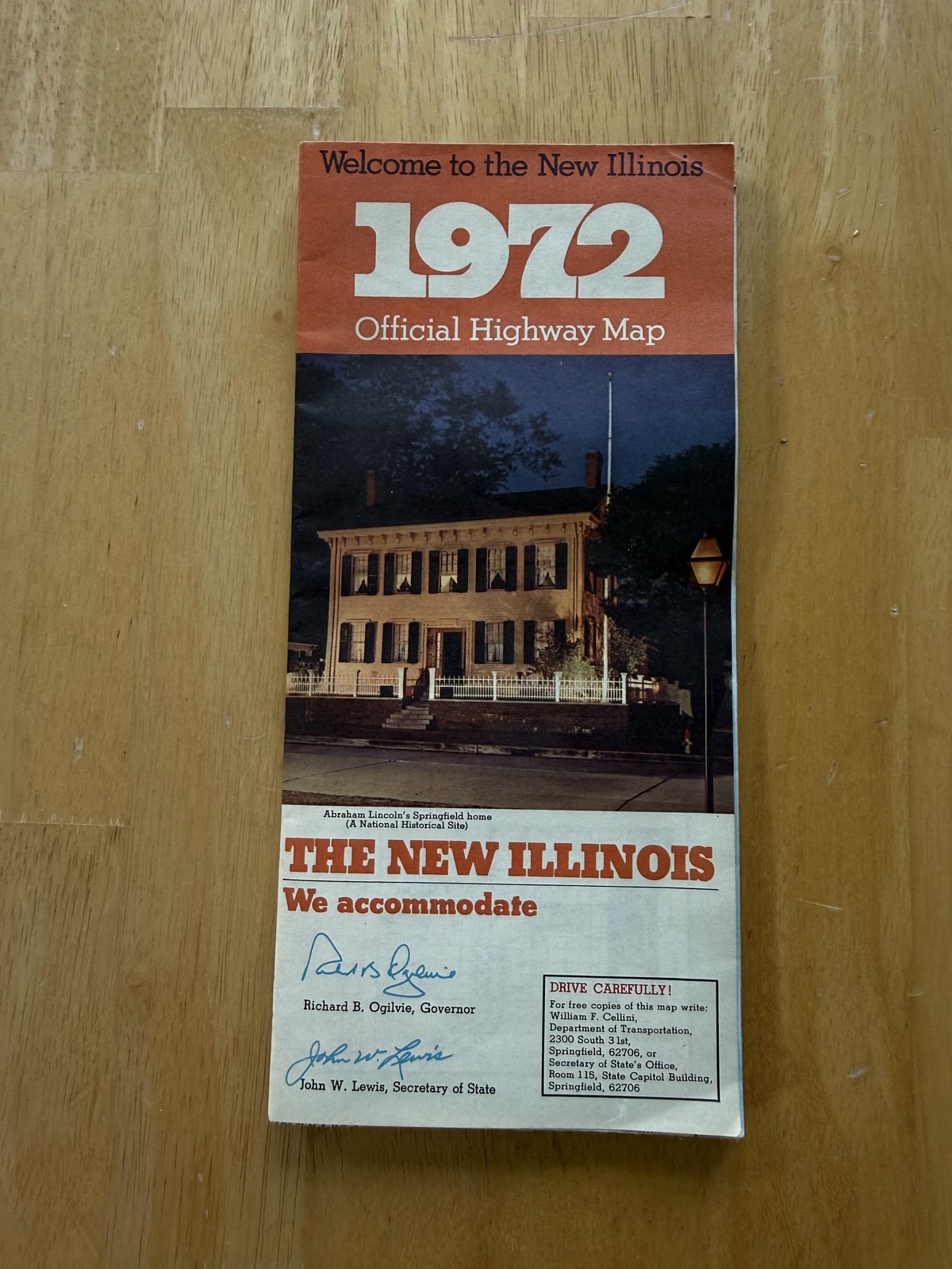 Vintage 1972 Illinois Official Highway Road Map Travel Folded Brochure USA