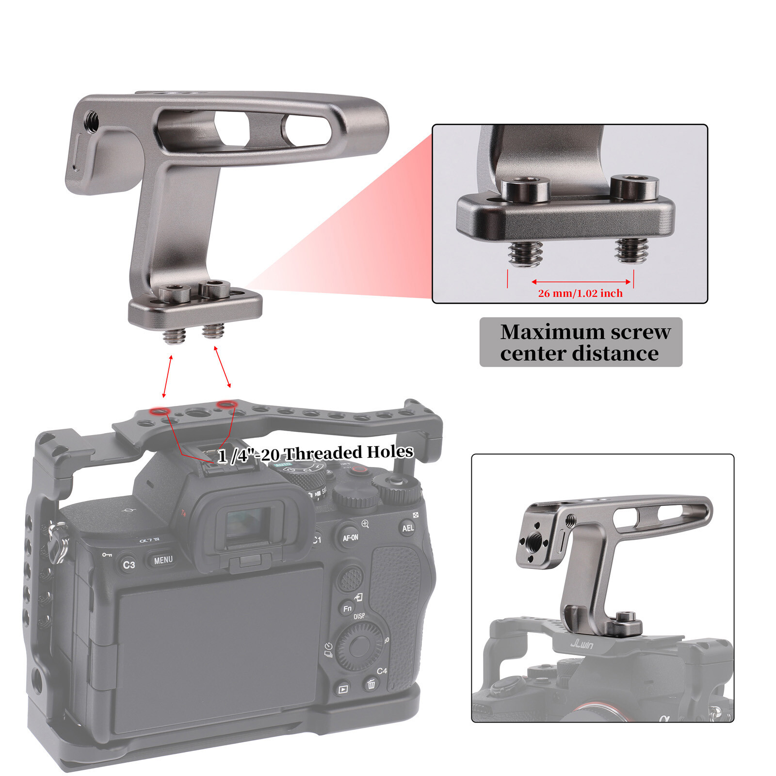 US Mini Top Handle Grip 1/4"-20 Screw Mount Lock for DSLR Mirrorless Camera Cage