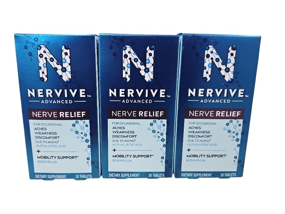 3 Pack! Nervive Advanced Nerve Relief Mobility Support 30 Tablets/90 Total 08/26