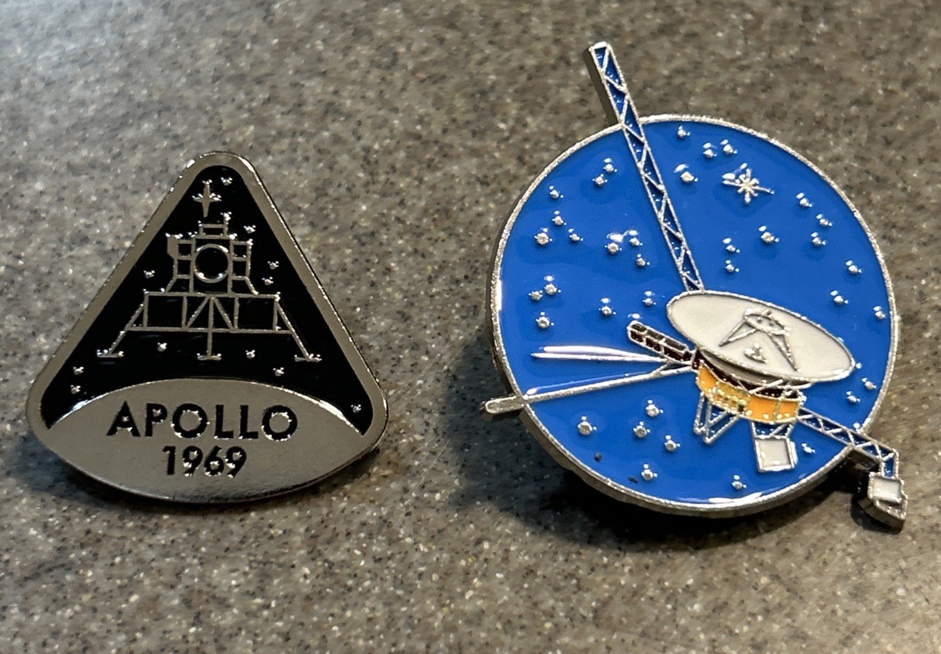 NEW NASA Lapel Pin Enamel Lot 2 Voyager Probe & Commemorative Apollo 1969