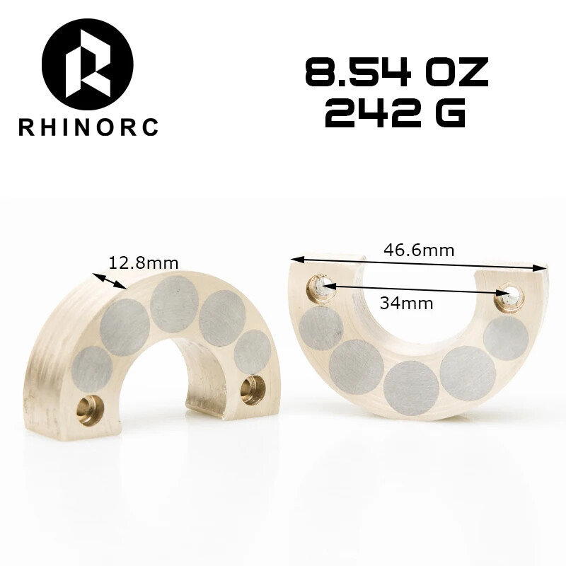 12.8mm Counterweight Brass Tungsten Steel 8.54oz/242g For Rhino RC Capra Upgrade