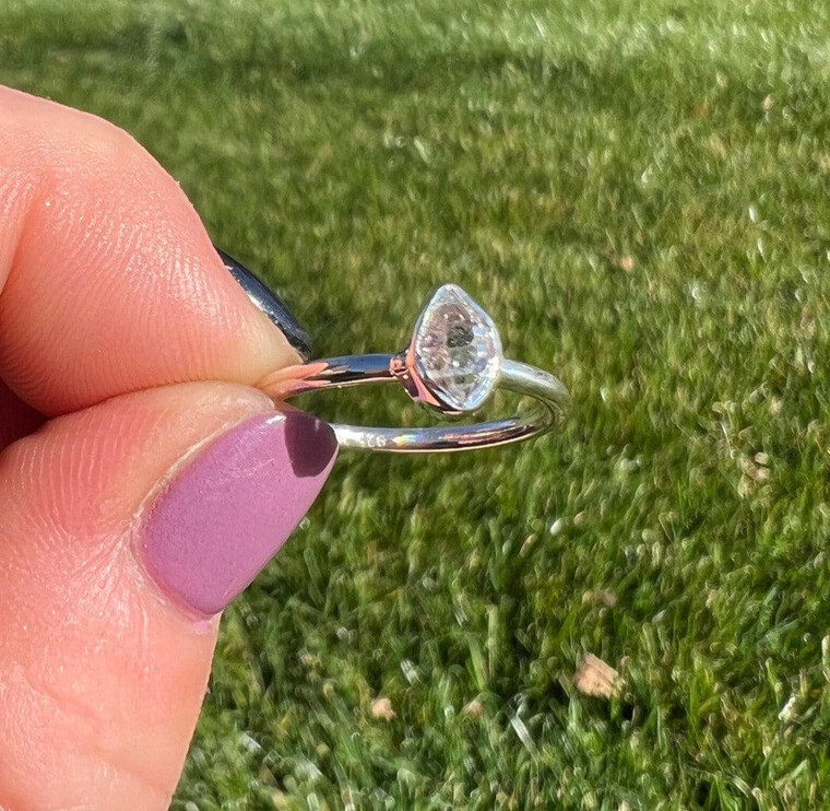 Natural Herkimer Diamond Raw Ring 925 Sterling Silver Handmade Jewelry For Gift