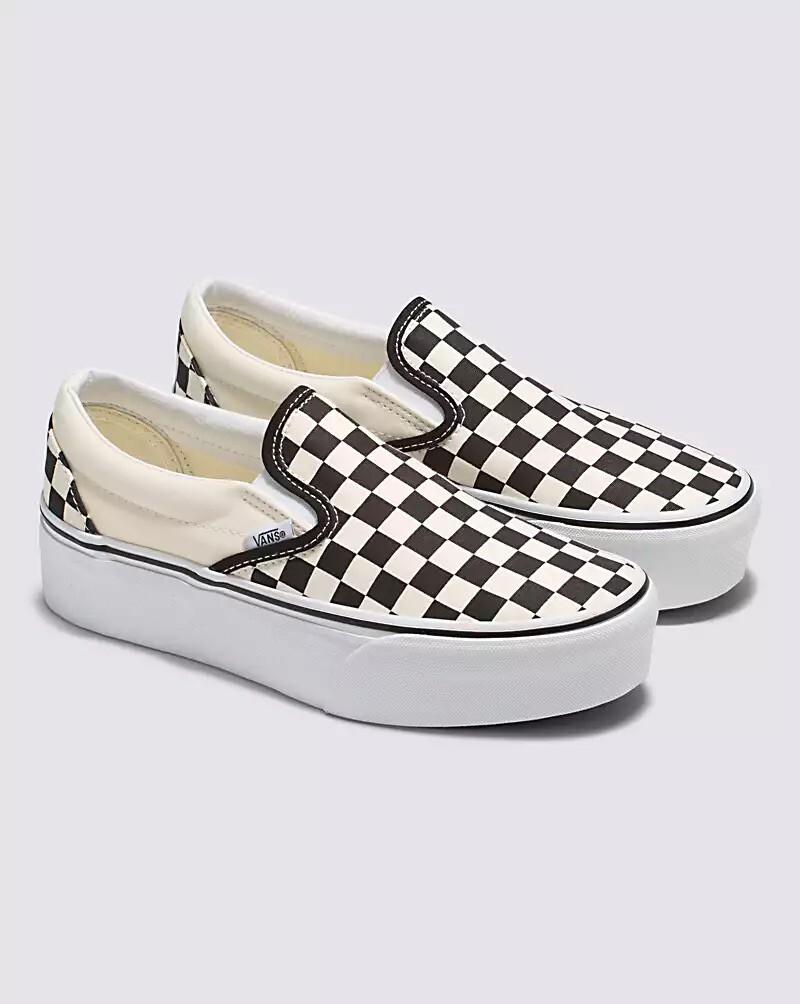 Vans Classic Slip on Stackform Women's SIZE 6-10 34mm platform checkerboard