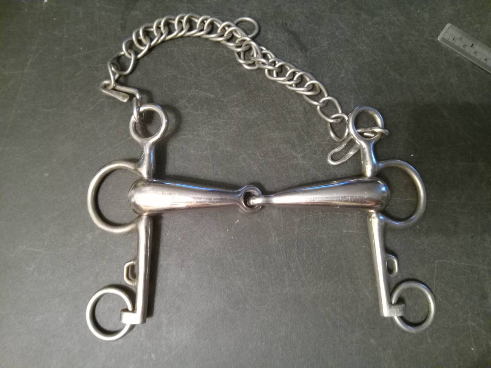 used Stubben loose cheek Pelham bit 5 3/4 in  mouth  stainless