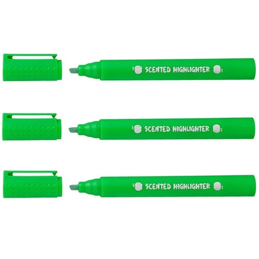3 x Green Highlighter Big Giant Jumbo 2.5 x 23cm Scented Apple Marker Pen