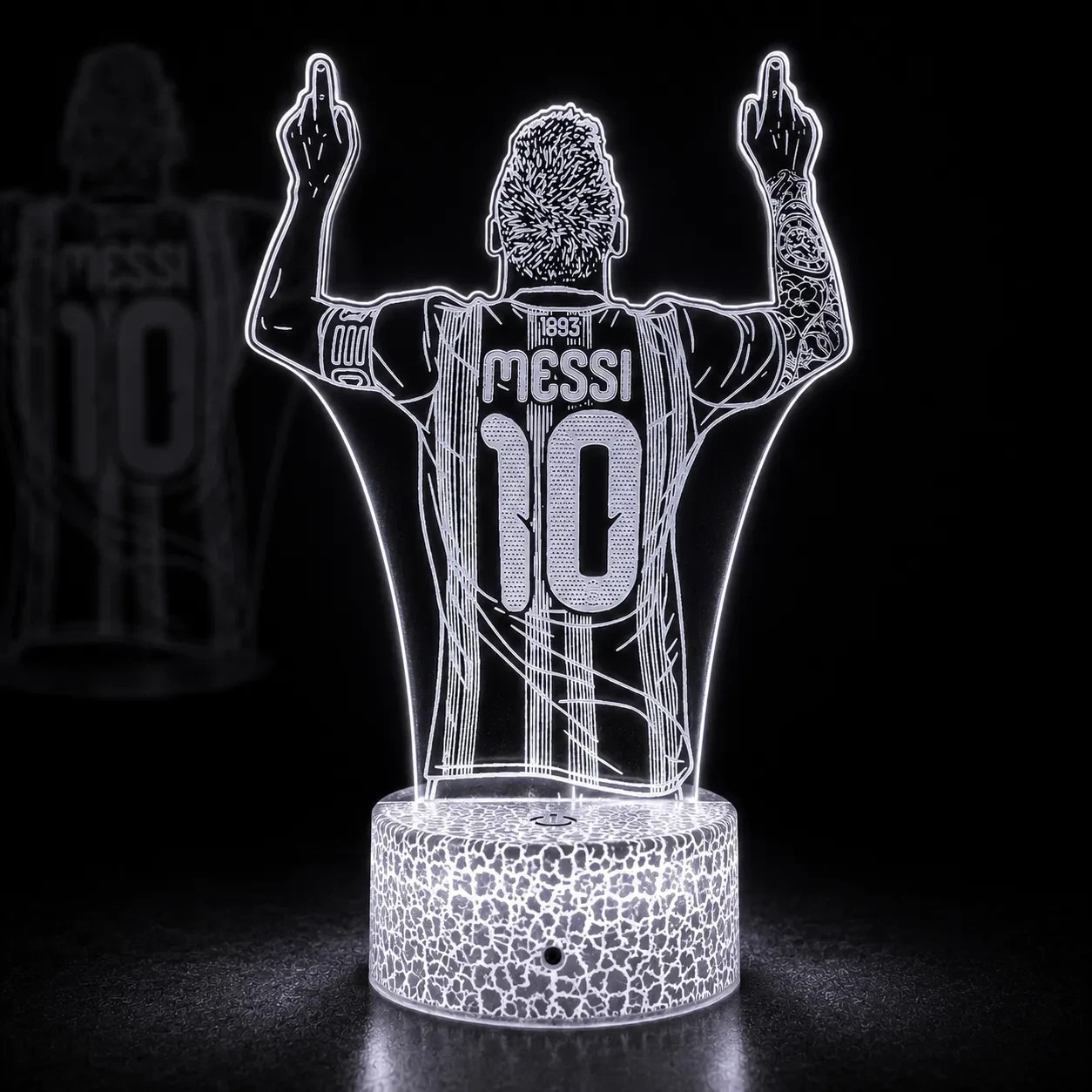 Lionel Messi 10 Soccer Argentia Personalised 3D LED Night Light  16 Colour Lamp