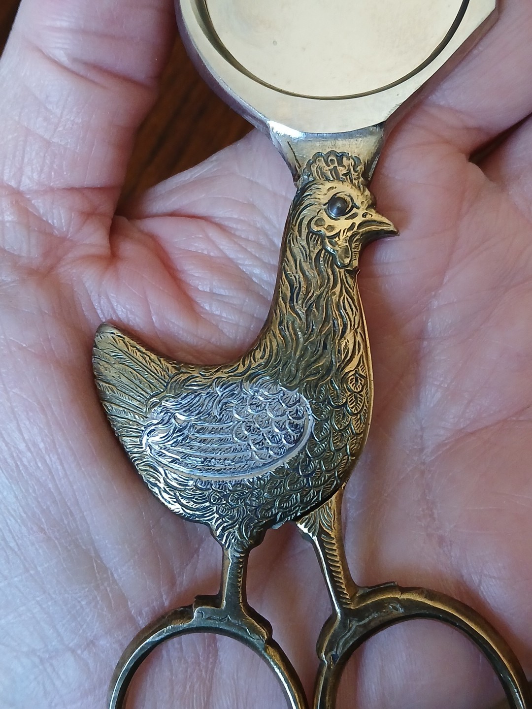 Dreizack Solingen Germany Egg Scissors Chicken Shaped Gold and Silver Tone