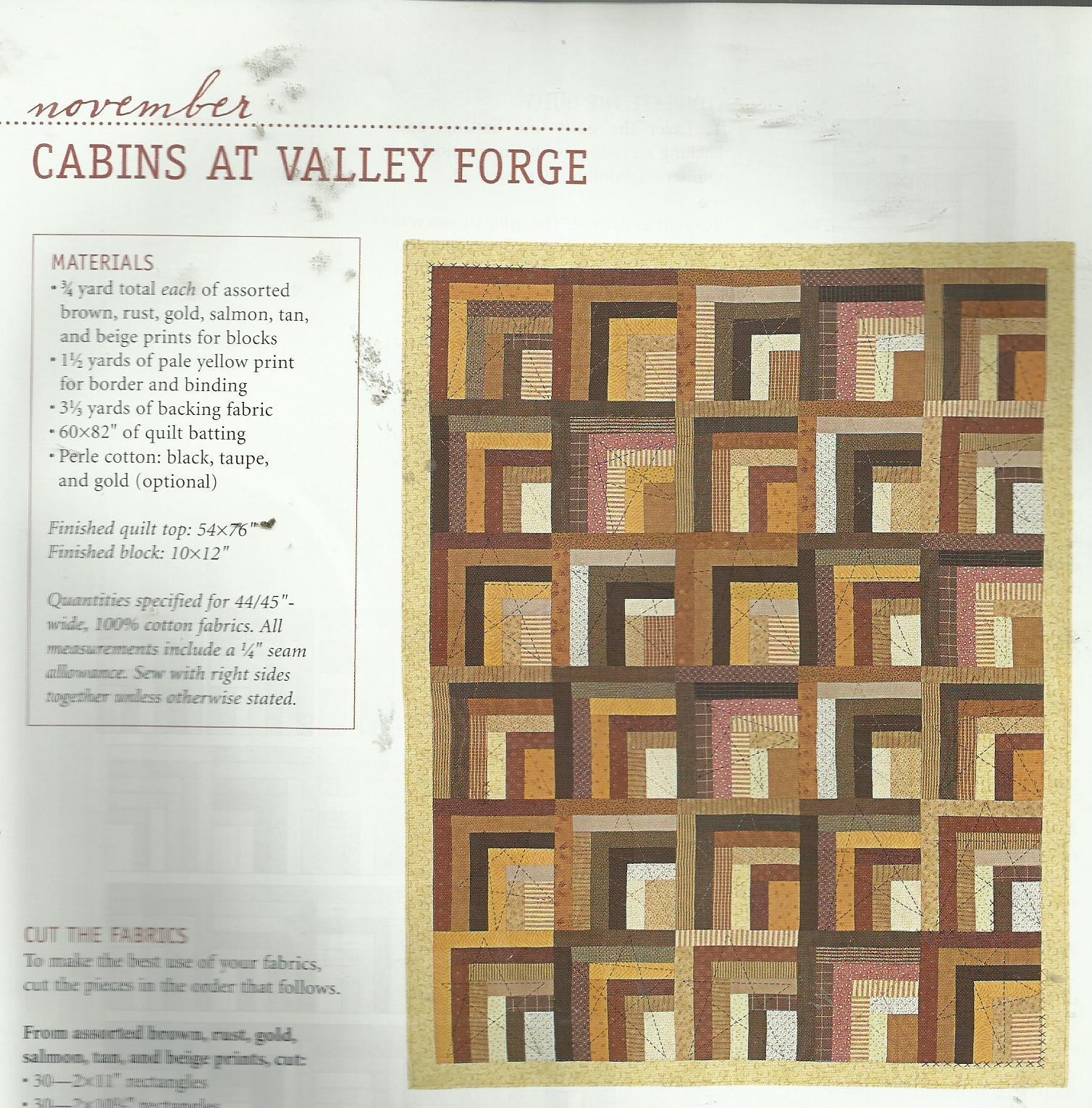 E0079  CABINS AT VALLEY FORGE  QUILT PATTERN/INSTRUCTIONS