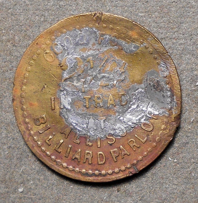 Cedar Rapids IA: At Allison Billiard Parlor, Good For 2 1/2c In Trade   2 ½. Br