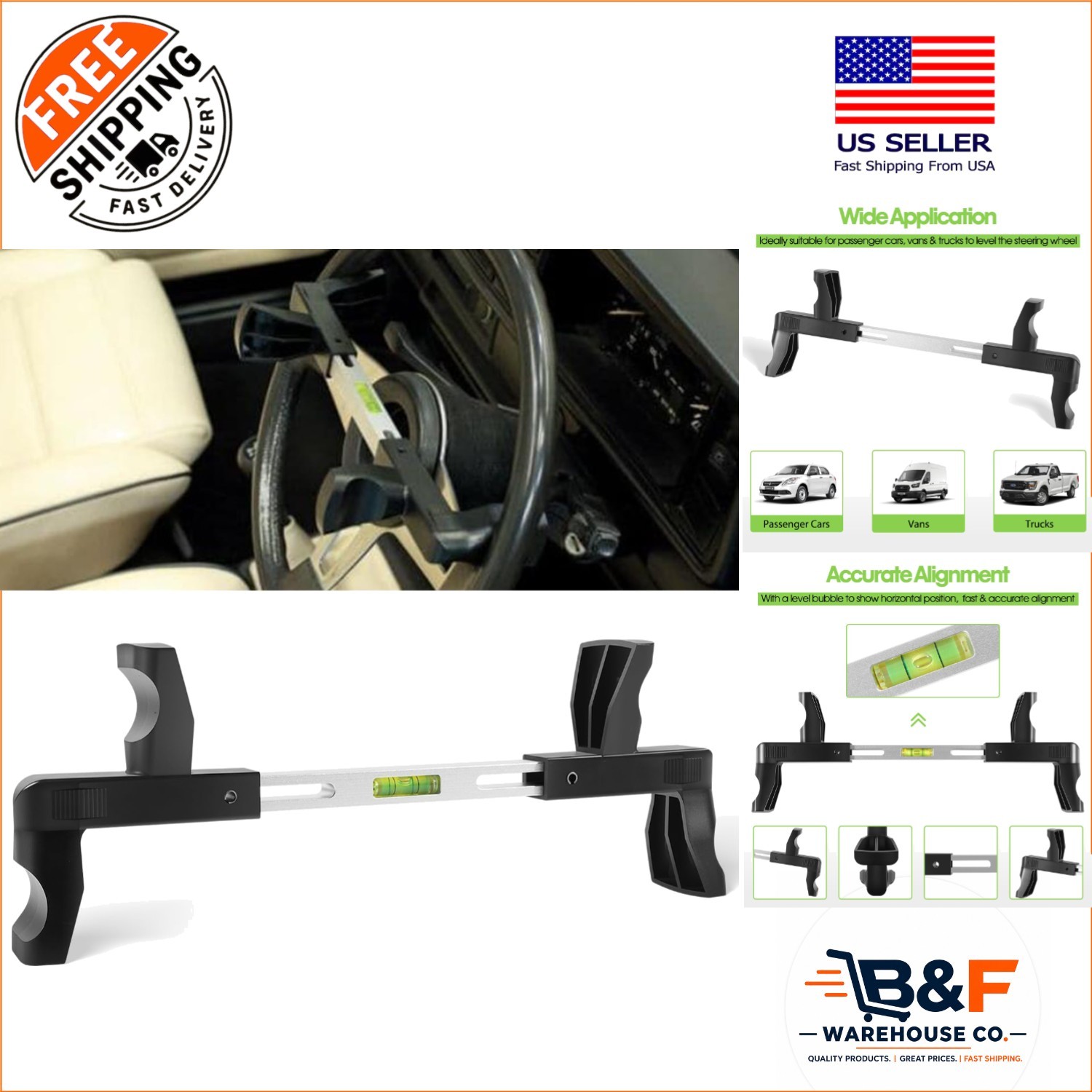 Spring-Loaded Steering Wheel Leveling Tool for Vans & Trucks - Durable Precision