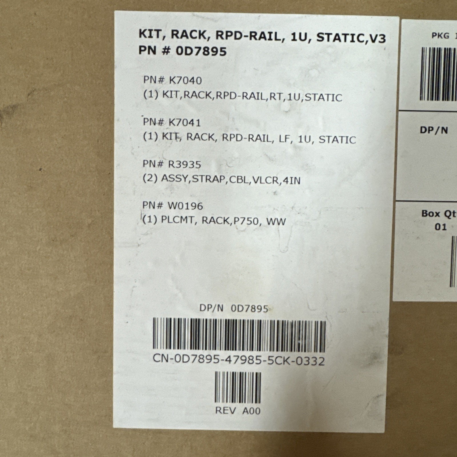 DELL 0D7895 RAPID RAIL KIT POWEREDGE 1850 RACKMOUNT STATIC V3 **NEW** of4