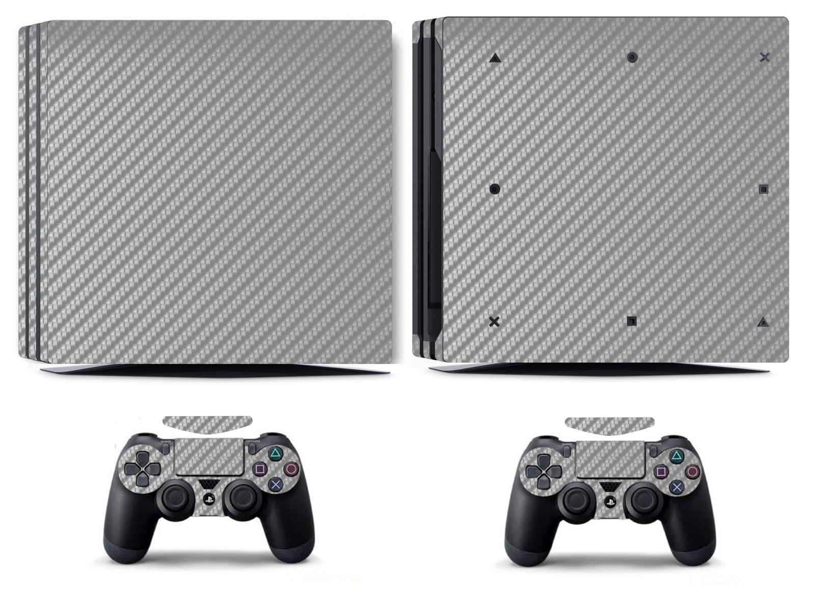 Silver Carbon Fiber Vinyl Skin Sticker Cover for Sony PS4 Pro PlayStation 4 Pro