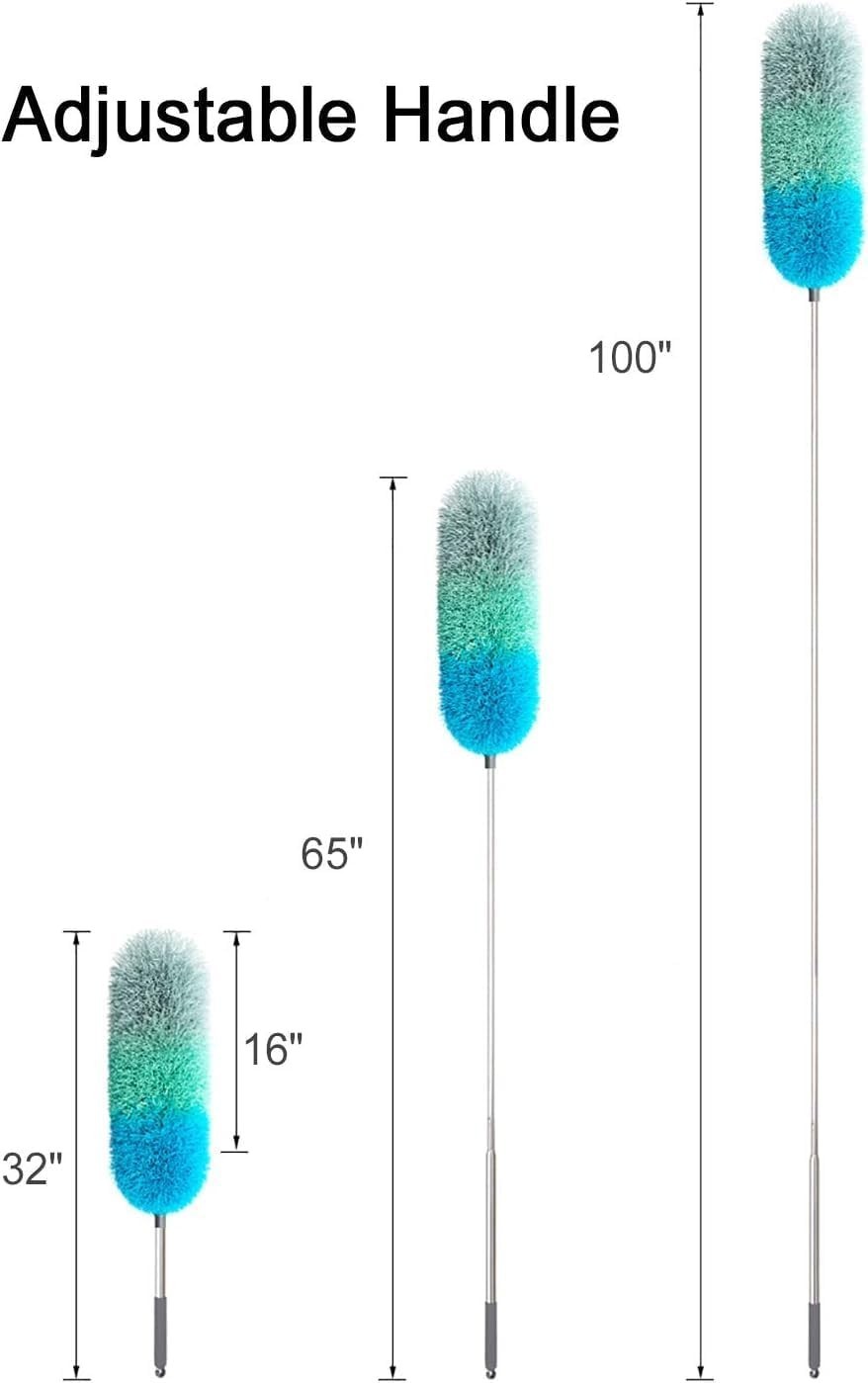 Microfiber Feather Duster with 100 inches Extension Pole, Dusters for Cleanin...