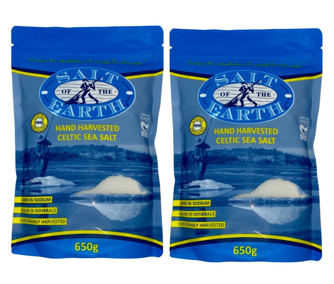 2 x Salt Of The Earth Hand Harvested Celtic Sea Salt Fine 650g
