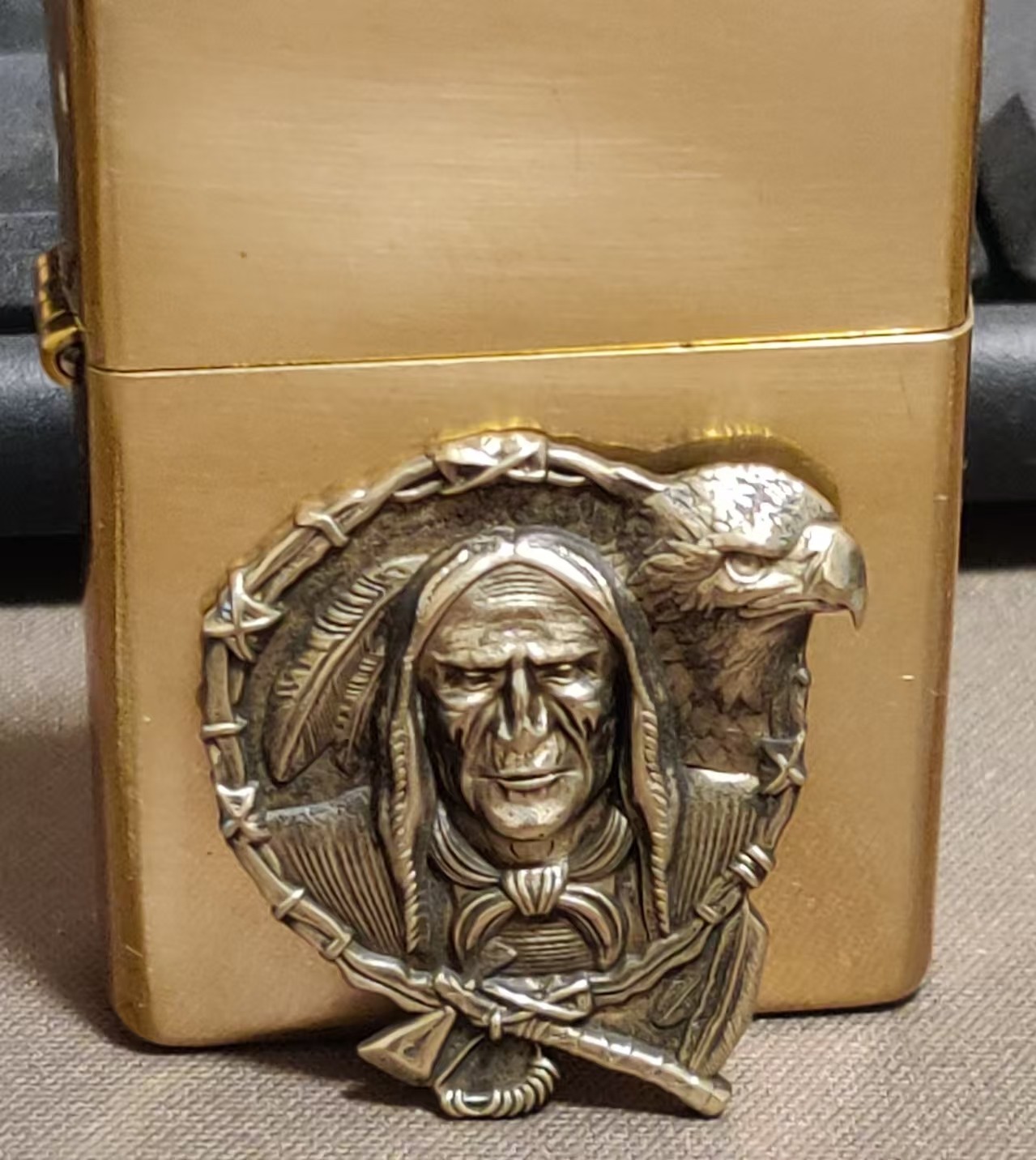 1 piece Lighter accessories Brass Native Americans and Eagles DIY sticker
