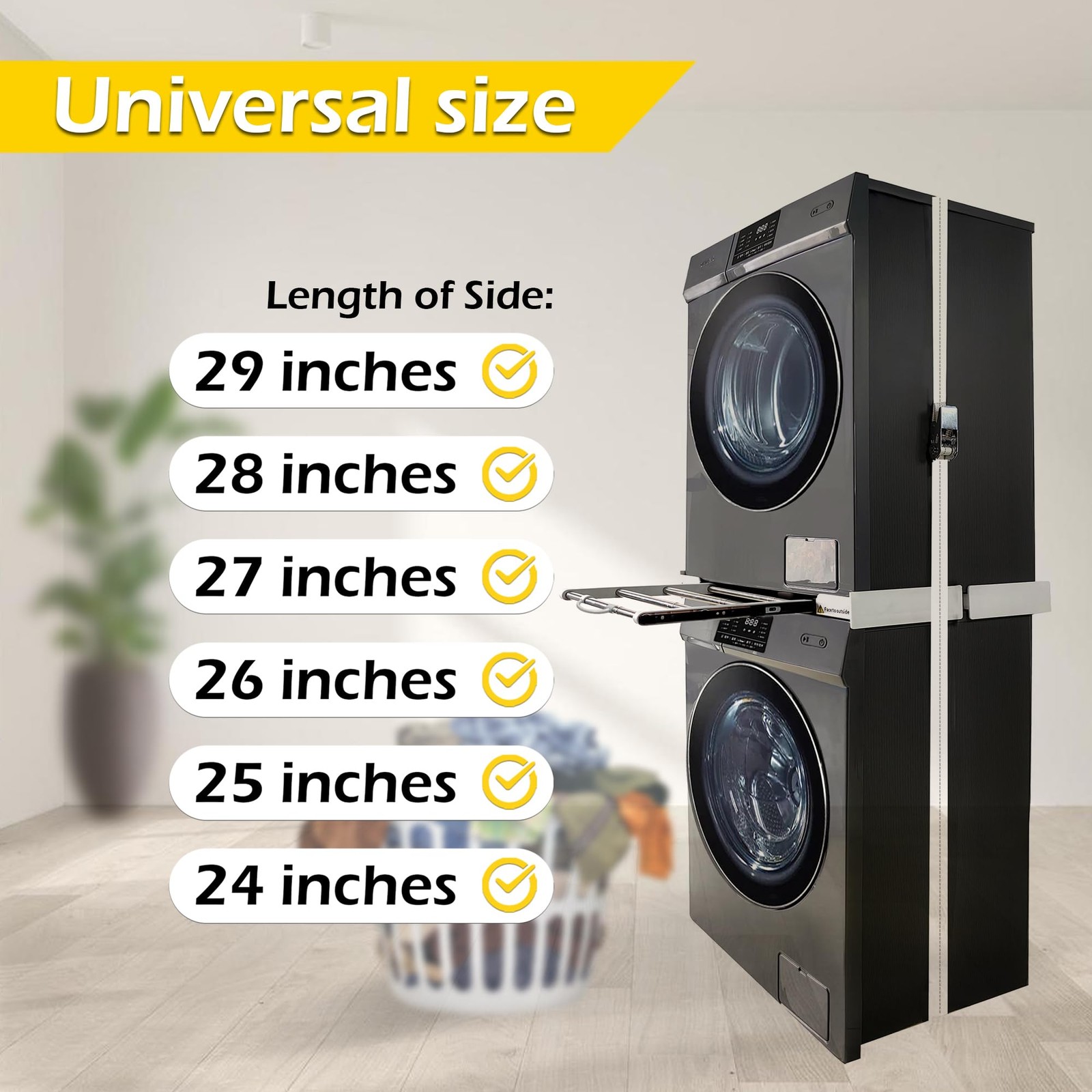 Maxworks Universal Washer Dryer Stacking Kit Pull-Out Rack Adjustable 2429 Inch
