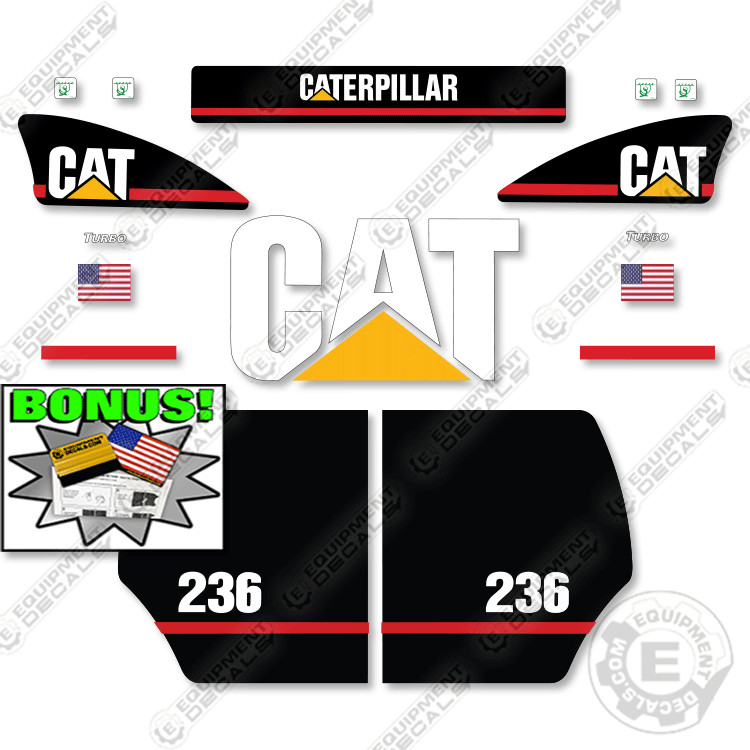 Fits Caterpillar 236 Decal Kit Skid Steer - 7 YEAR OUTDOOR 3M VINYL!