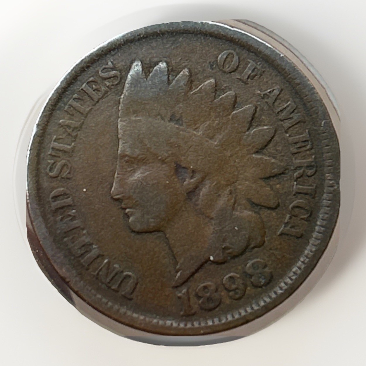 1898 Indian Head 1C Cent Penny Very Good Collectible Coin In 2x2 Flip