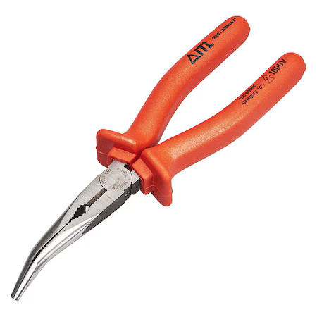 Itl 00071 6 1/4 In Bent Needle Nose Plier, Side Cutter Nylon Handle