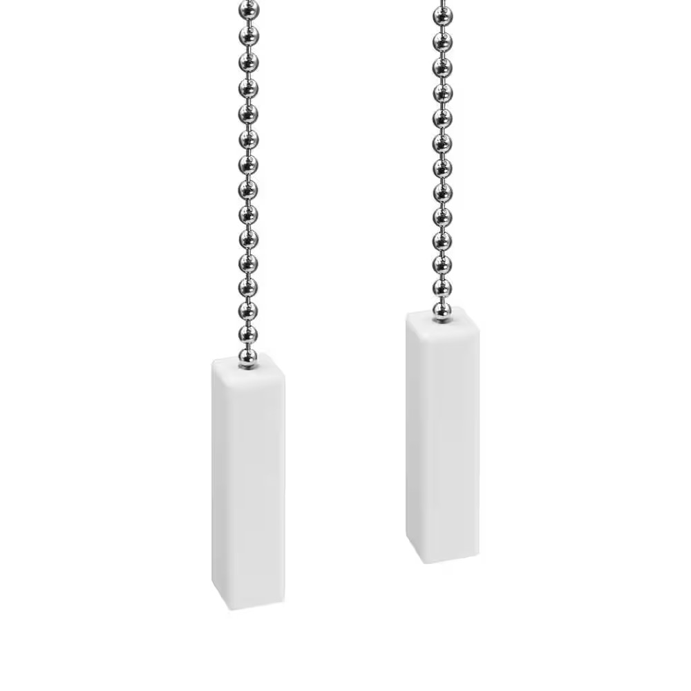 5 In.White Indoor/Outdoor Rectangle Ceiling Fan Pull Chains (2-Pack)