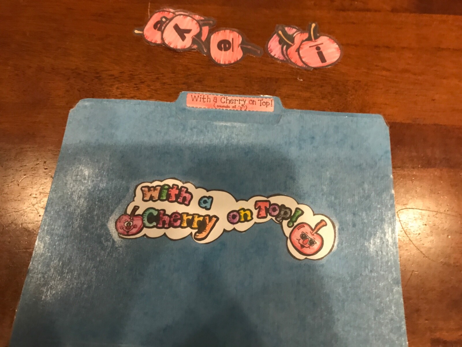 With a Cherry on Top! Sounds of “y”  2nd grade language arts file folder game