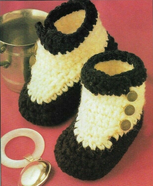 OLD TYME BOOTIES 2 BABY SIZES DIGEST SIZE CROCHET PATTERN INSTRUCTIONS