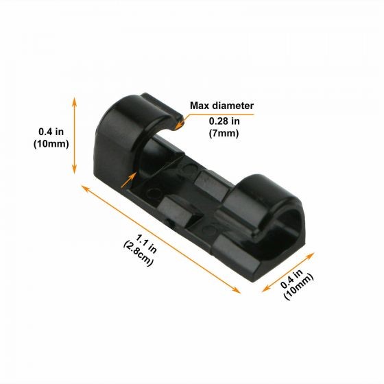 20 Self Adhesive Cable Clips for Wire Organization on All Surfaces, Black