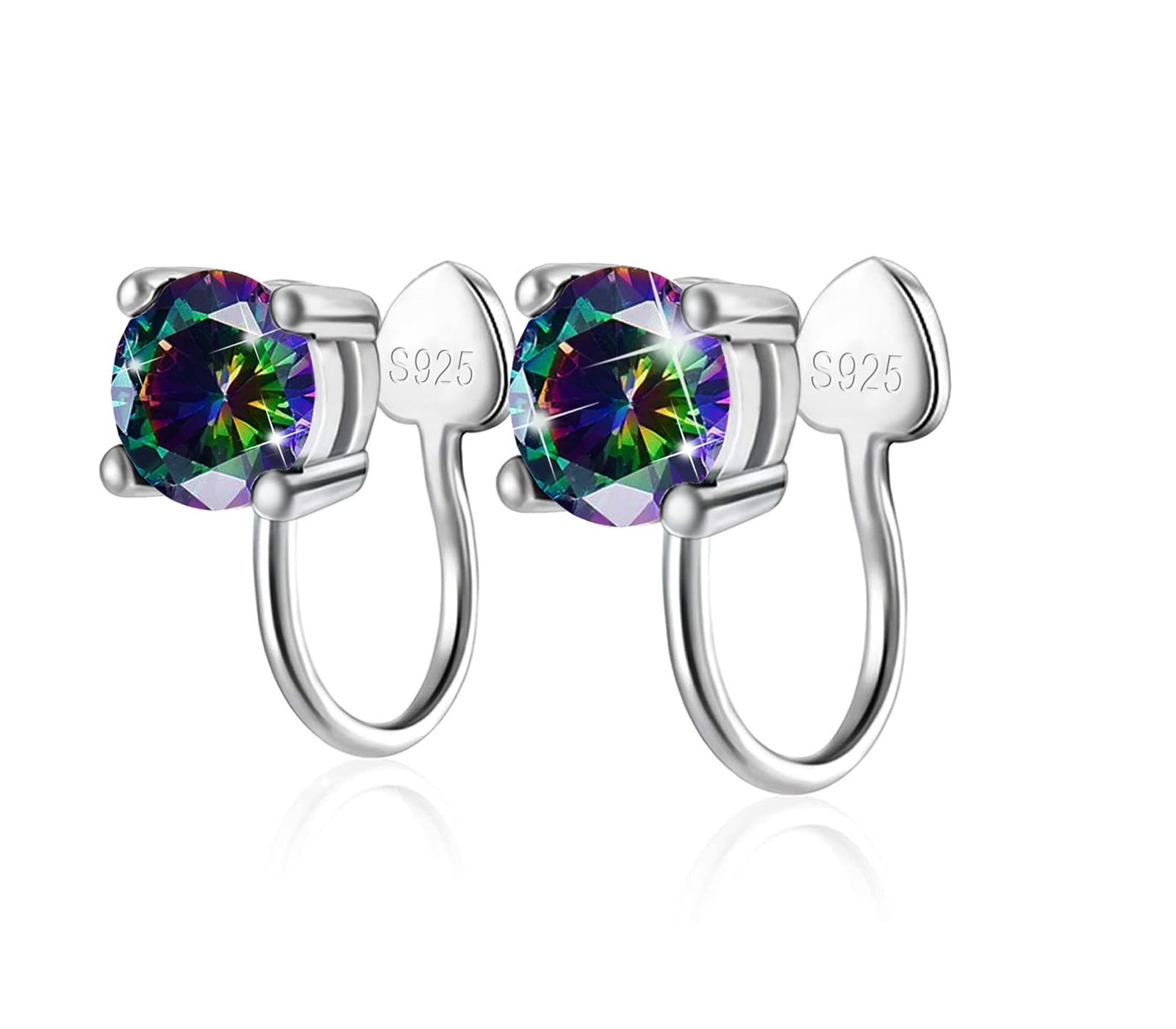Sterling Silver Ear Cuff Non-Piercing Sparkling Huggie Earring Dainty Hypoall...