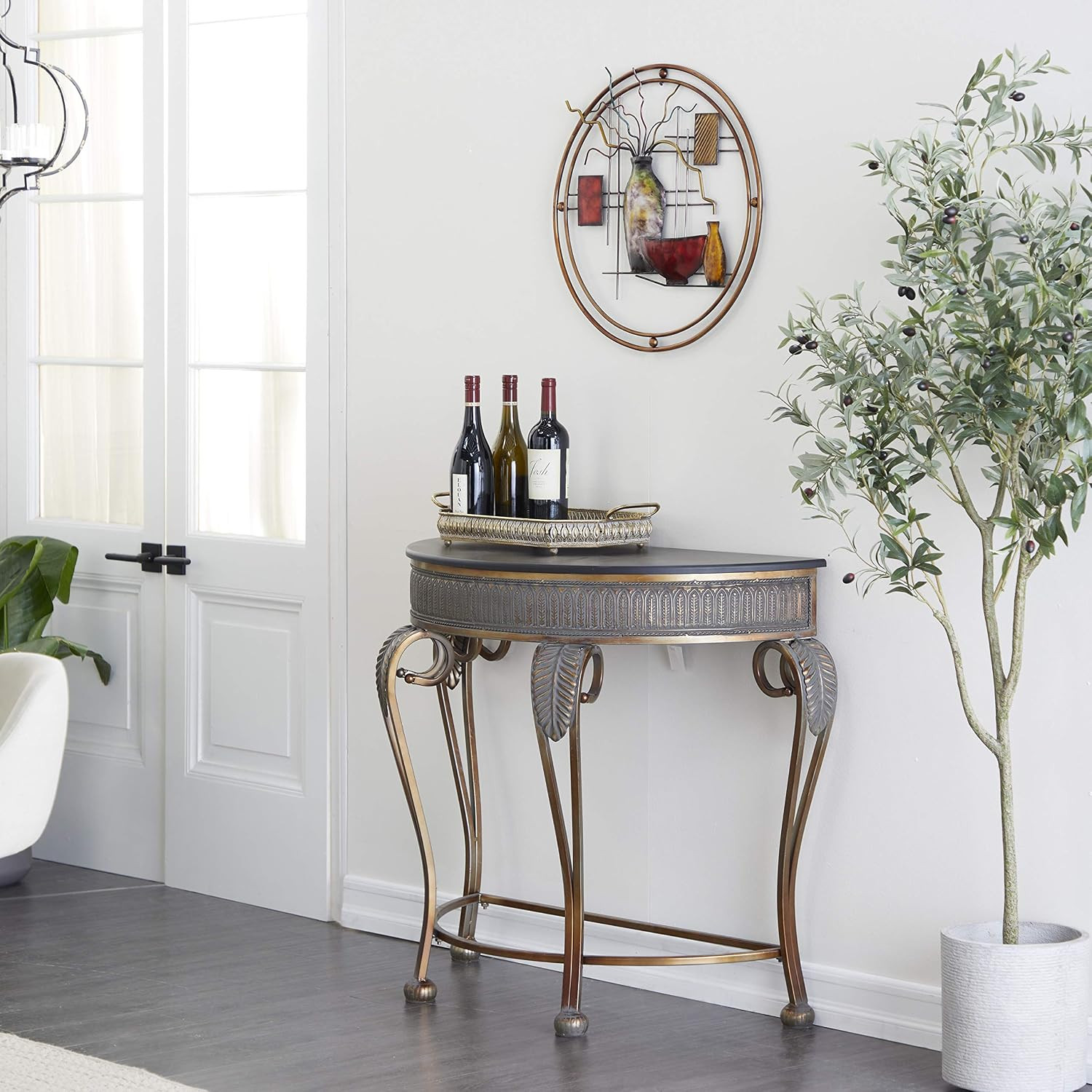 Metal Console Table, 41 by 33-Inch Gold