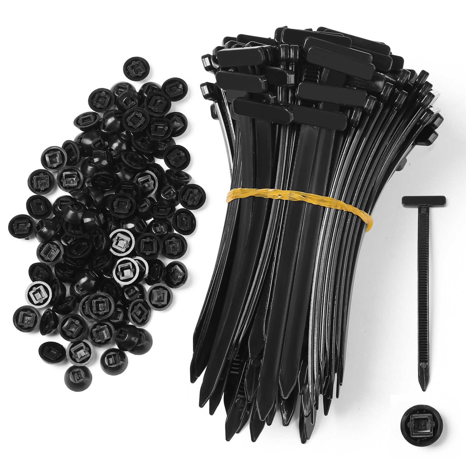 100 Pcs Nylon Universal Cable Tie Buckle - New T Multifunctional Black
