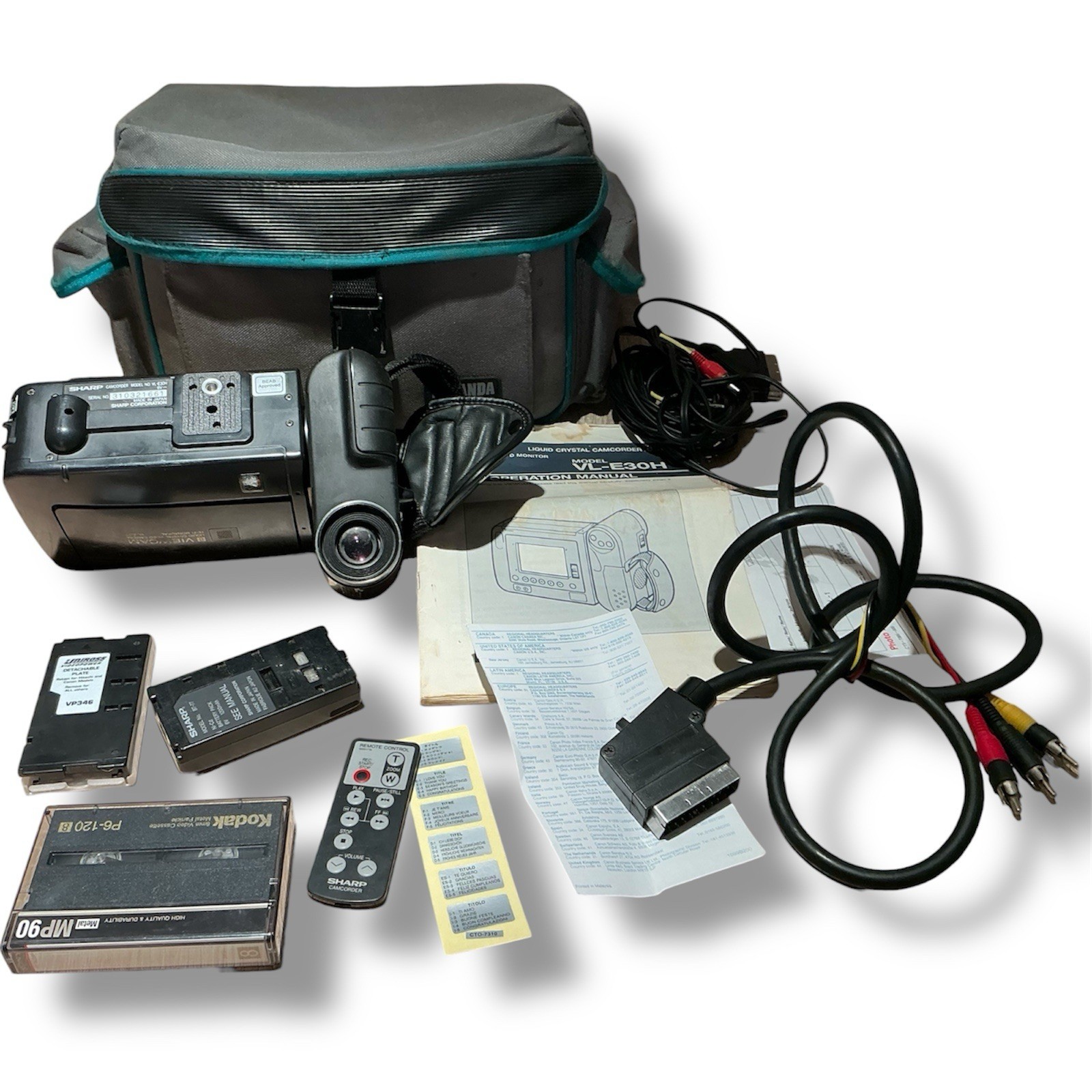 harp Viewcam Camcorder Kit – Remote, Batteries, Case, Cables, Tape & Manuals