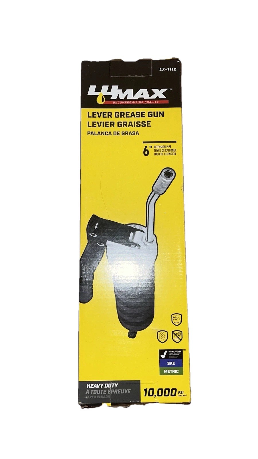 LUMAX Grease Gun Kit Heavy Duty LX-1112 6” Extension Pipe 18 G Steel Barrel
